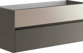 Mobile da bagno sospeso sotto lavabo Niwa 2 cassetti L 119.5 x H 50 x P 45.5 cm grigio e sabbia cannettato