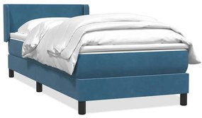 Giroletto A Molle Con Materasso Blu Scuro 90x220 Cm Velluto /
