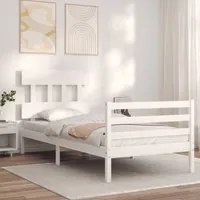 Giroletto con Testiera Bianco 90x200 cm in Legno Massello 3195142