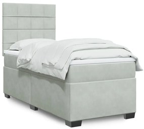 Giroletto A Molle Con Materasso Grigio Chiaro 90x200 Cm Velluto /