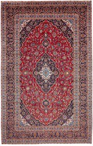 Kashan Tappeto 390 x 250 Blu (Iran) Annodato A Mano