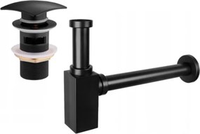 Mexen semisifone quadrato per lavabo con tappo click-clack, con troppopieno, nero - 7992660-70