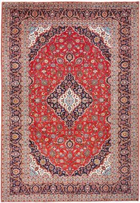Kashan Tappeto 250x370 Rosso (Iran) Annodato A Mano