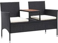 Panca da Giardino a 2 Posti con Tavolino 143 cm Polyrattan Nero cod mxl 45922