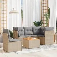 Set Divano da Giardino 6 pz con Cuscini Beige in Polyrattan 3223644