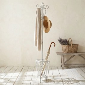 appendiabiti da terra con portaombrelli stile provenzale in ferro verniciato cm 25 x 183 h