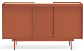 Cassettiera bassa in rovere decorato color mattone-naturale 130x78 cm Otto - Teulat