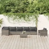 Set Divani da Giardino 8 pz con Cuscini in Polyrattan Grigio 3187285