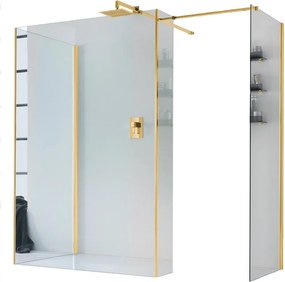 Box doccia walk-in Wens, vetro 6 mm, H 200 cm, profilo dorato