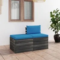 Set Divani da Giardino su Pallet 2 pz con Cuscini Massello Pino 3061675