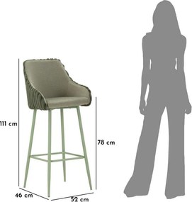 Set di sbagelli da bar verdi in imbottito con braccioli 2 pz (altezza della seduta 78 cm) Alaska – Mauro Ferretti