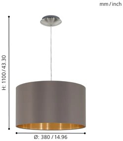Eglo 55269 - Lampadario a sospensione con filo MASERLO 1xE27/60W/230V marrone