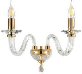 Applique 37 cm RAVEL 2 luci in vetro lavorato a mano Oro