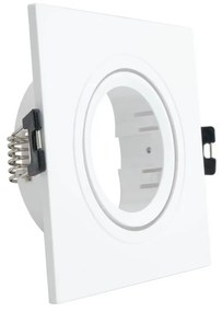 Faretto da Incasso Bianco Orientabile Quadrato in Policarbonato Foro Ø75-85mm GU10