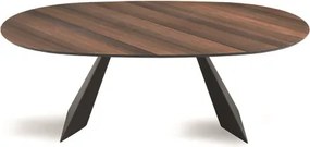 Tavolo fisso TOKYO 210 cm con base in metallo nero e piano Eucalipto