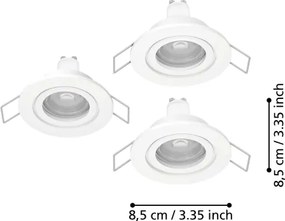 Eglo 902235 - Set di 3 lampade LED da soffitto per bagno BARRANCO, 1x GU10/4,5W/230V, IP44, bianca