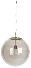 Lampada a sospensione moderna ottone con vetro fumé 50 cm - Ball