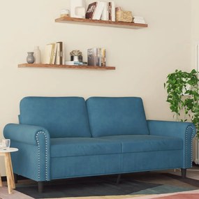Divano A 2 Posti Blu 140 Cm İn Velluto /