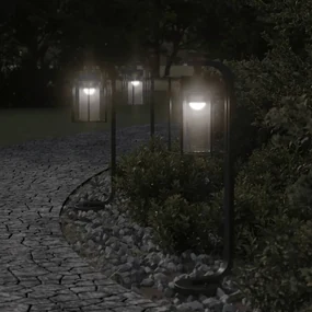 Lampada Da Terra Per Esterni Nera 60 Cm İn Acciaio Inox /