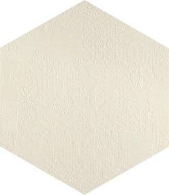 Mutina Dechiner Decor Piastrella Esagonale Rettificato Relief Spazzolato Cm 60x60 In Gres Porcellanato Bianco