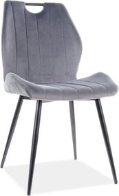 Sedia Arco Velvet Grigio / Nero - L52 x H44 x H92 cm