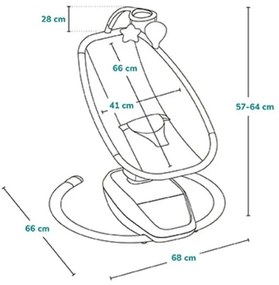 Lionelo - Dondolo per bambini con melodia OLIVIA Beige Naturale + telecomando