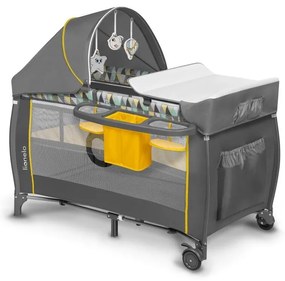Lionelo - Culla da viaggio SVEN PLUS grigio/giallo