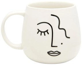 Tazza in porcellana bianca, 400 ml Abstract Face - Sass &amp; Belle