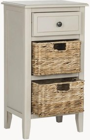 Comodino in legno con cassetto e cestini in rattan Everly
