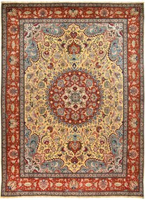 Tabriz Tappeto 410x300 Beige (Iran) Annodato A Mano