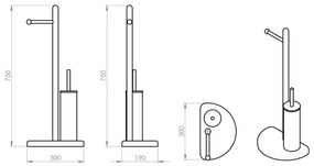 Gedy - Porta carta igienica e porta scopino HIBISCUS cromo lucido