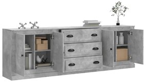 Credenze 3 pz Grigio Cemento in Legno Multistrato