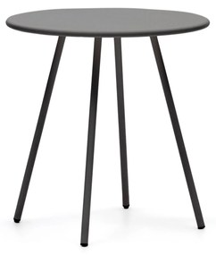 Kave Home - Tavolo rotondo da esterno Montjoi in acciaio finitura grigio Ã˜ 70 cm
