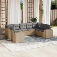 Set Divano da Giardino 9 pz con Cuscini Beige in Polyrattan 3255336