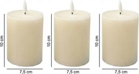 Set da 3 candele LED BRILLO, 10 cm, colore crema, alimentazione 3x AAA, con telecomando