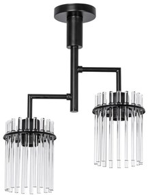 Lampadario a sospensione con supporto rigido 2xE27/60W/230V nero/limpido