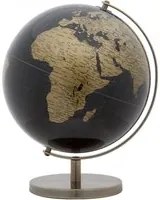 Mappamondo decorativo, in materiale plastico, con base in metallo, colore nero, Misure 25 x 34 x 25 cm