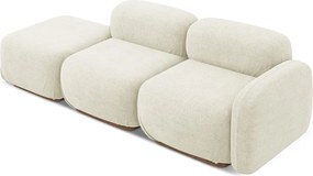 Chaise lounge componibile color crema (con penisola a sinistra) con rivestimento in bouclé Ailani – Makamii