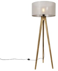Lampada da terra treppiede legno paralume tortora 50 cm - TRIPOD Classic