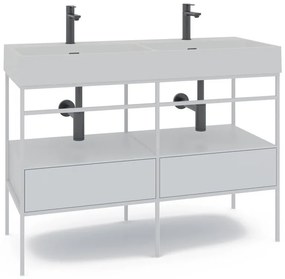 Mobile sottolavabo e lavabo Outline bianco L 120 x H 89 x P 45.5 cm 2 vasche 2 cassetti