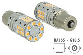 Lampada Led 1156 BA15S P21W Canbus 12V 25W Reale Arancione Per Frecce No Errore 32 Smd 3030