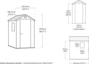 Casetta da Giardino Porta Attrezzi 125,8x184,5x205,1 cmin Evotech+ Keter Darwin 4x6 Verde...