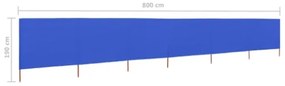 Paravento a 6 Pannelli in Tessuto 800x160 cm Azzurro