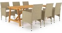 Set Mobili da Pranzo per Giardino 7 pz Beige 3068794