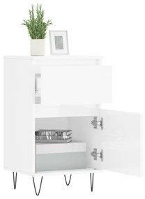 Credenza Bianco Lucido 40x35x70 cm in Legno Multistrato