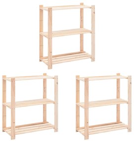 Scaffali A 3 Livelli 3 Pz 80x38x90 Cm Massello Pino 150 Kg /