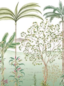 Isidore Leroy Carta da parati panoramica Jardin des Oiseaux Jade - Panel A