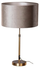 Lampada da Tavolo Bronzo con Paralume in Velluto Taupe 35cm - Parte