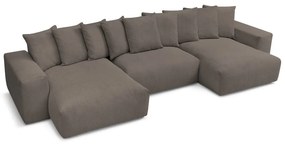 Divano angolare grigio/marrone con rivestimento in velluto a coste Voltaire – Bobochic Paris