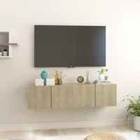 Mobili Porta TV Sospesi 3 pz Rovere Sonoma 60x30x30 cm 804518